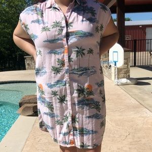 Long Button Down Hawaiian Dress | XL